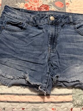 American Eagle Outfitters Blue Denim Frayed Cutoff Shorts